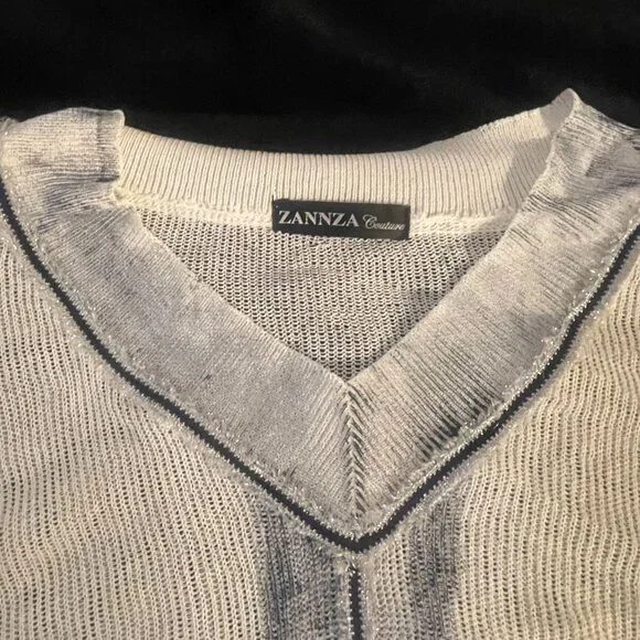 ZANZZA Sheer Distressed Knit Top – No Tag Est L - Picture 3 of 11